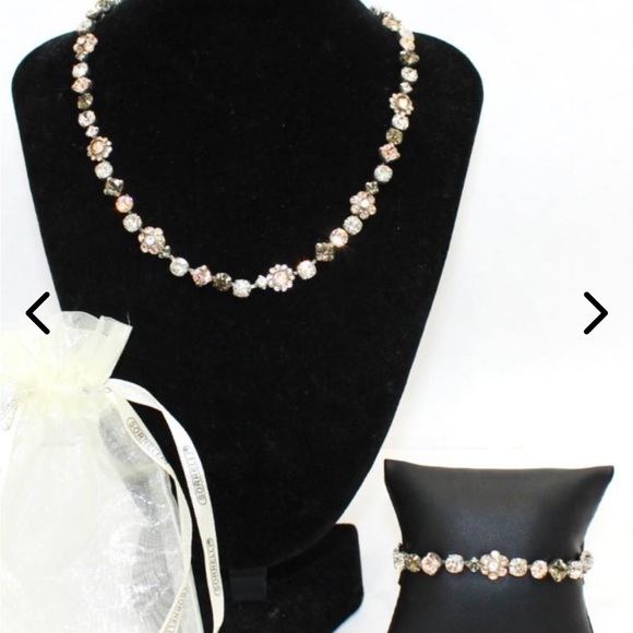 2 PC SET: Sorrelli Classic Floral Tennis Necklace & Matching Bracelet Swarovski